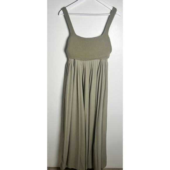 Anthropologie x Mare Mare Pleated Tan Sleeveless Twirly Maxi Dress Small - Picture 4 of 15